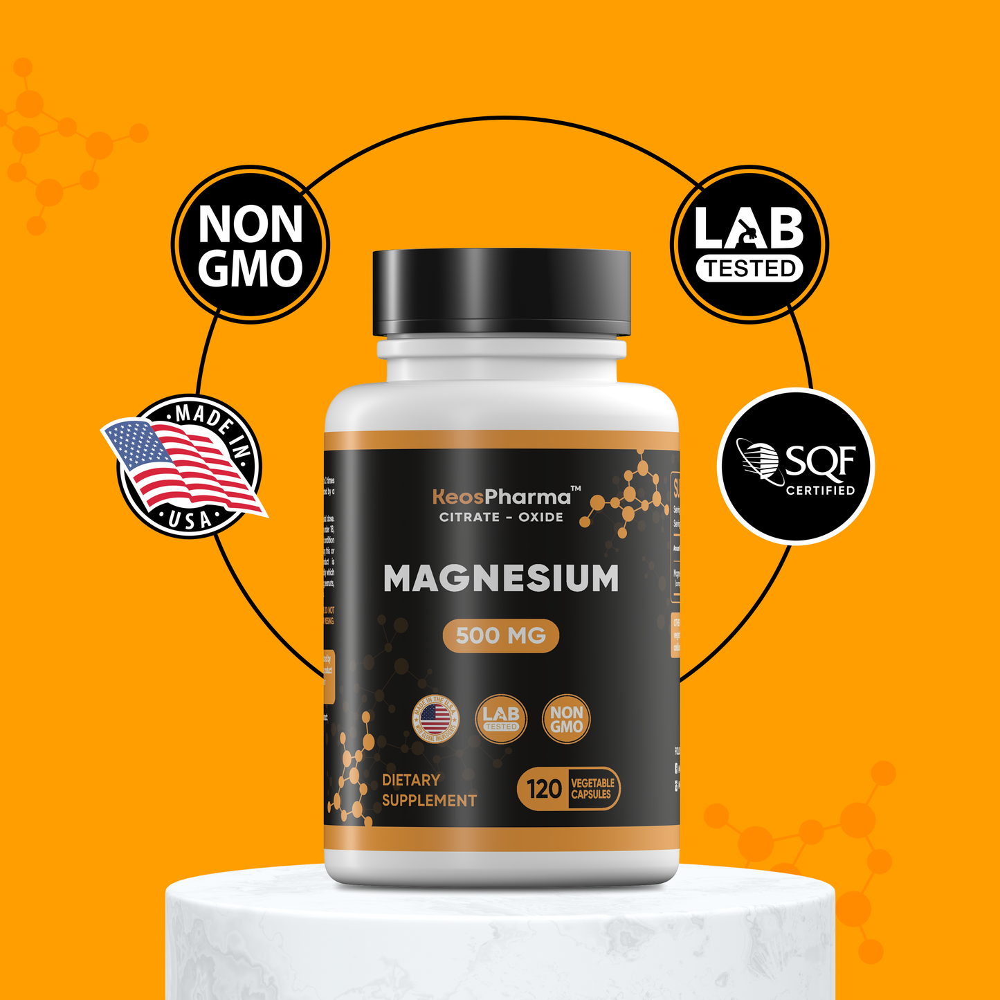 Magnesium Citrate 500mg Oxide 120 Capsules - Stress Relief Supplement Magnesium 500 mg Tablets - High Absorption Multi Supplement for Women & Men up to 4-Months Supply