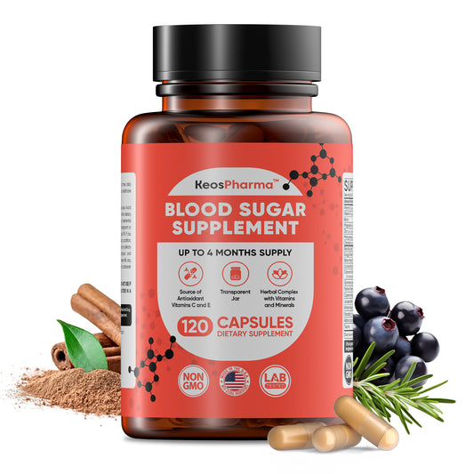 Blood Sugar Supplement, 120 Capsules, Up to 4 Months Supply with Magnesium, Cinnamon, Zinc, Vitamin C,E, Biotin and Infredients