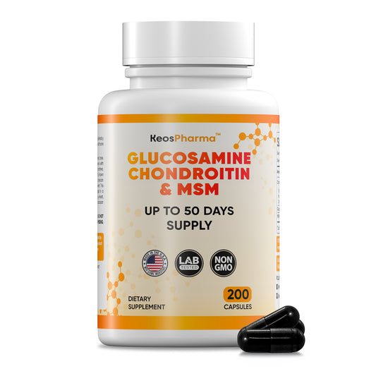 Glucosamine Chondroitin MSM Capsules 200x pcs Joint Support Supplement 50 Days Supply - Chondroitin & Glucosamine Nutritional Supplements Convenient Dosage Triple Strength Formula