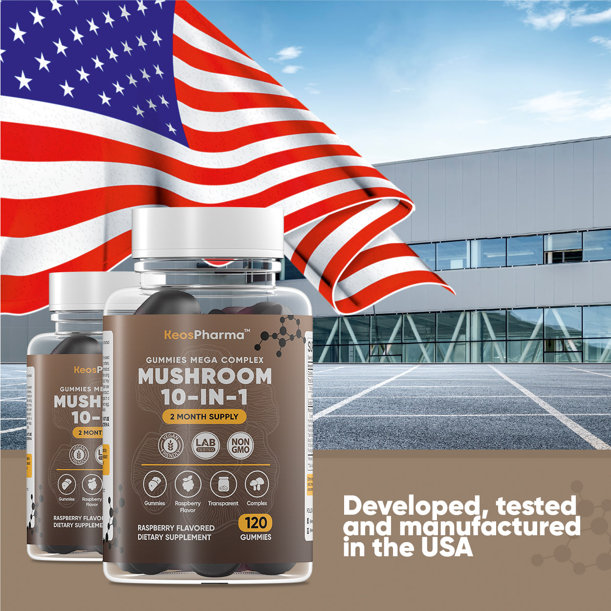 Mushroom Gummies Complex for Focus and Energy Boost 120x pcs 10-in-1 Mega Complex Lions Mane Supplement - Nootropic Superfood Mushroom Gummies for Adults Supplement 2 Months Supply