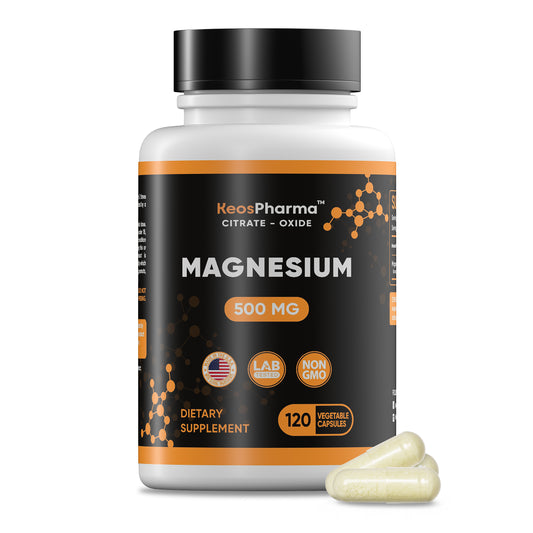Magnesium Citrate 500mg Oxide 120 Capsules - Stress Relief Supplement Magnesium 500 mg Tablets - High Absorption Multi Supplement for Women & Men up to 4-Months Supply